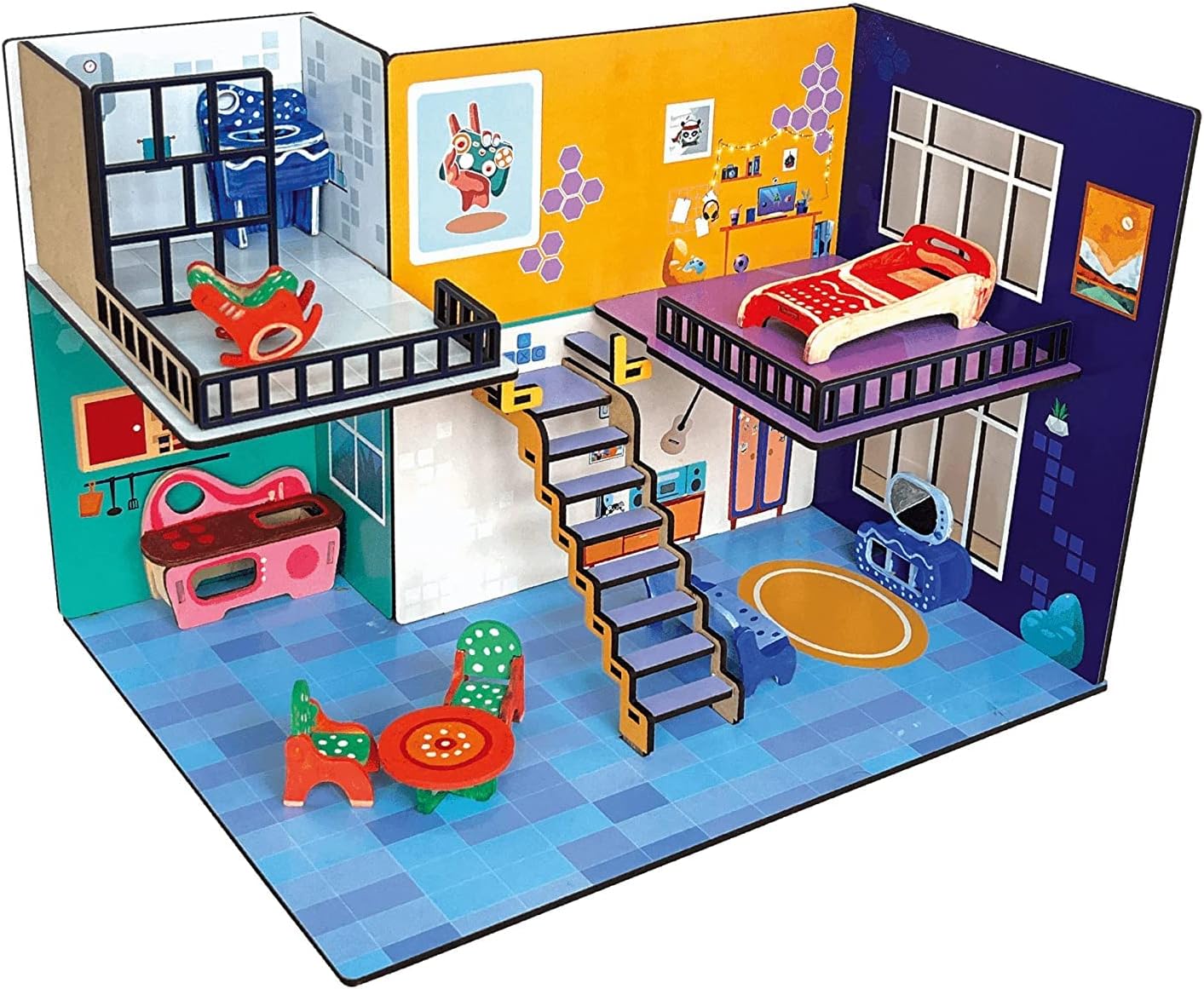 DIY Play Town Wooden Doll House for Girls and Boys