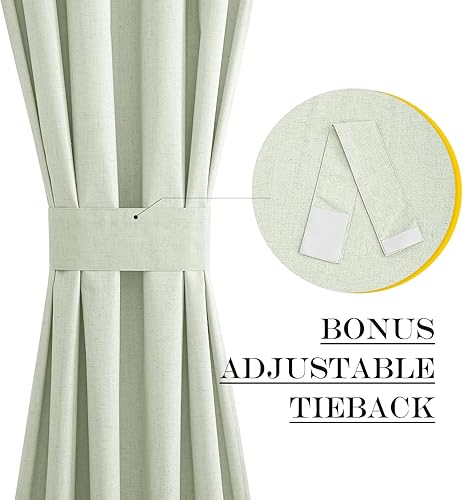 Miniatura 3 de NICETOWN Cortina de lino para puerta francesa, cortinas de puerta 100% opacas para ventana, cubierta de ventana de 25 x 72 pulgadas para puerta de