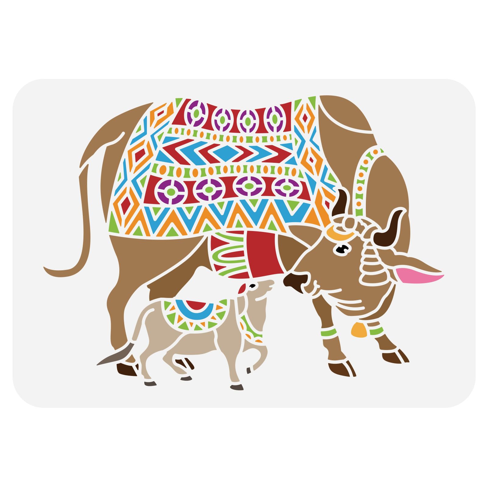 Amazon.co.jp: FINGERINSPIRE Warli 牛の絵画用ステンシル - 8.3x11.75