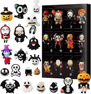 Halloween Horror Figures Advent Calendar 2023 for Kids, Nightmare Before Christmas Advent Calendar, 24 Days Halloween Calendar Countdown Scary Halloween Doll Collectible Figures Gift (Black)