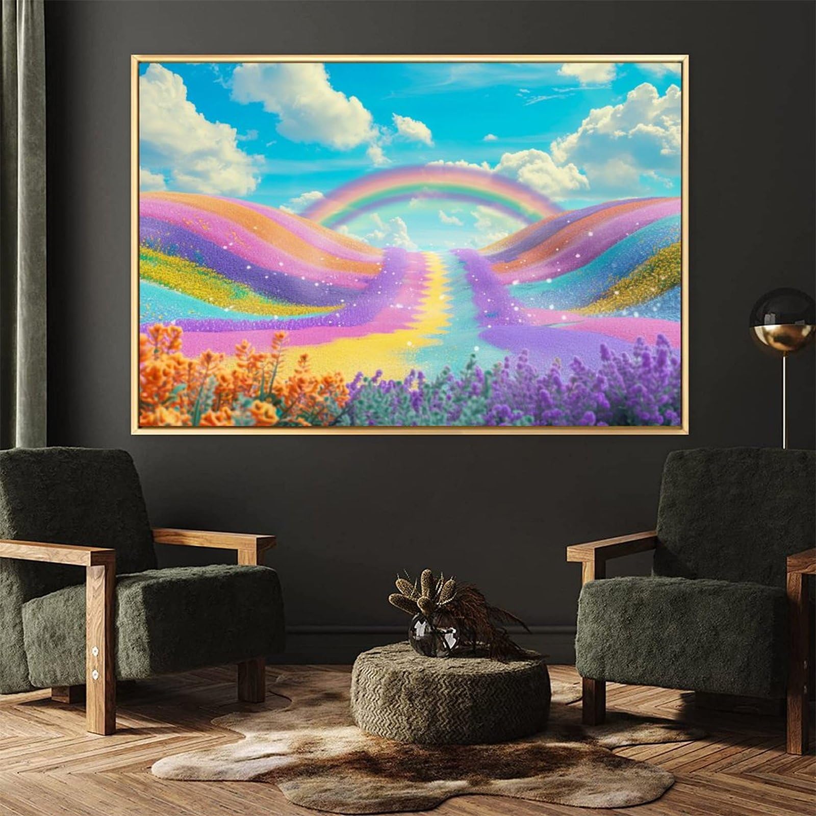 押し花アート「虹色の花畑」 額入り￼インテリア Amazon.co.jp: 絵画
