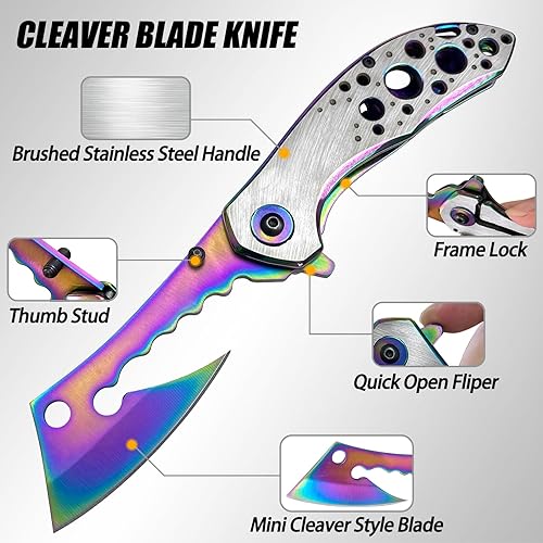 Miniatura 4 de AULAKNIV Cuchillo de bolsillo plegable con clip, hoja estilo navaja EDC táctico para campamento para hombres para exteriores, senderismo,