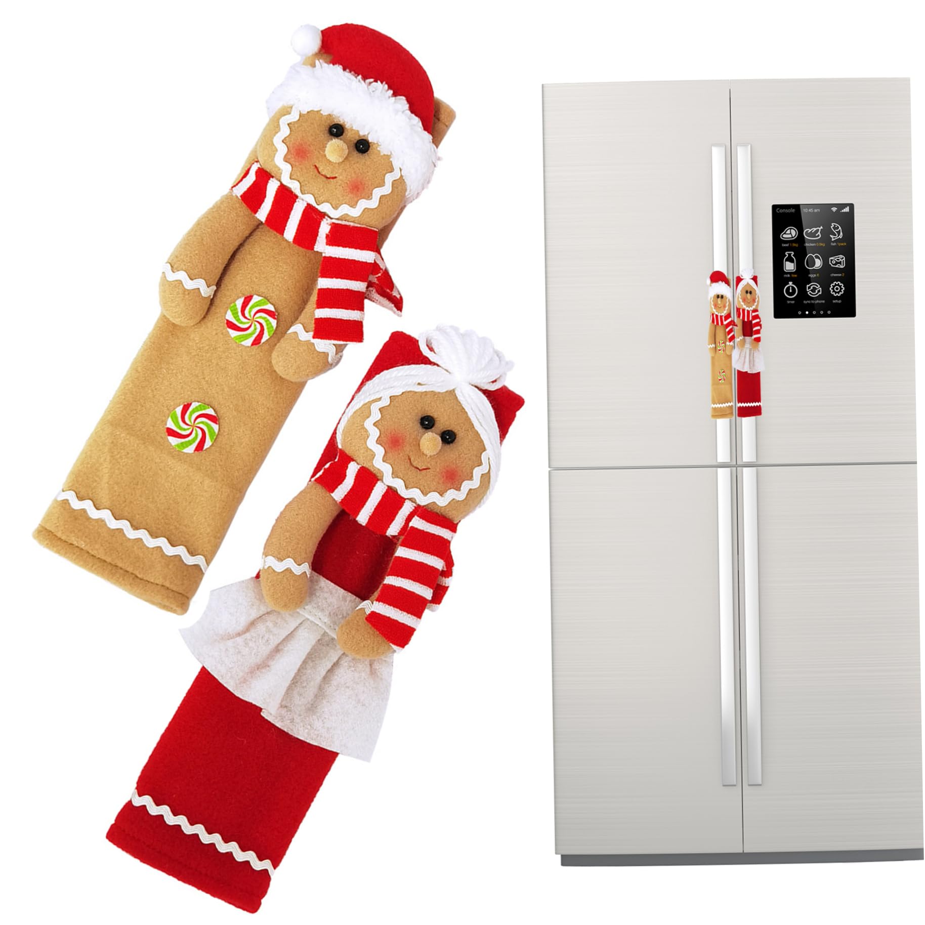 CAKEEYUM 2PCS Christmas Knob Covers Festival Gingerbread Cabinet Knob Covers Wear & Tear Proof Slip-On Setup Christmas Cabinet for Handles Protection Decoration, K