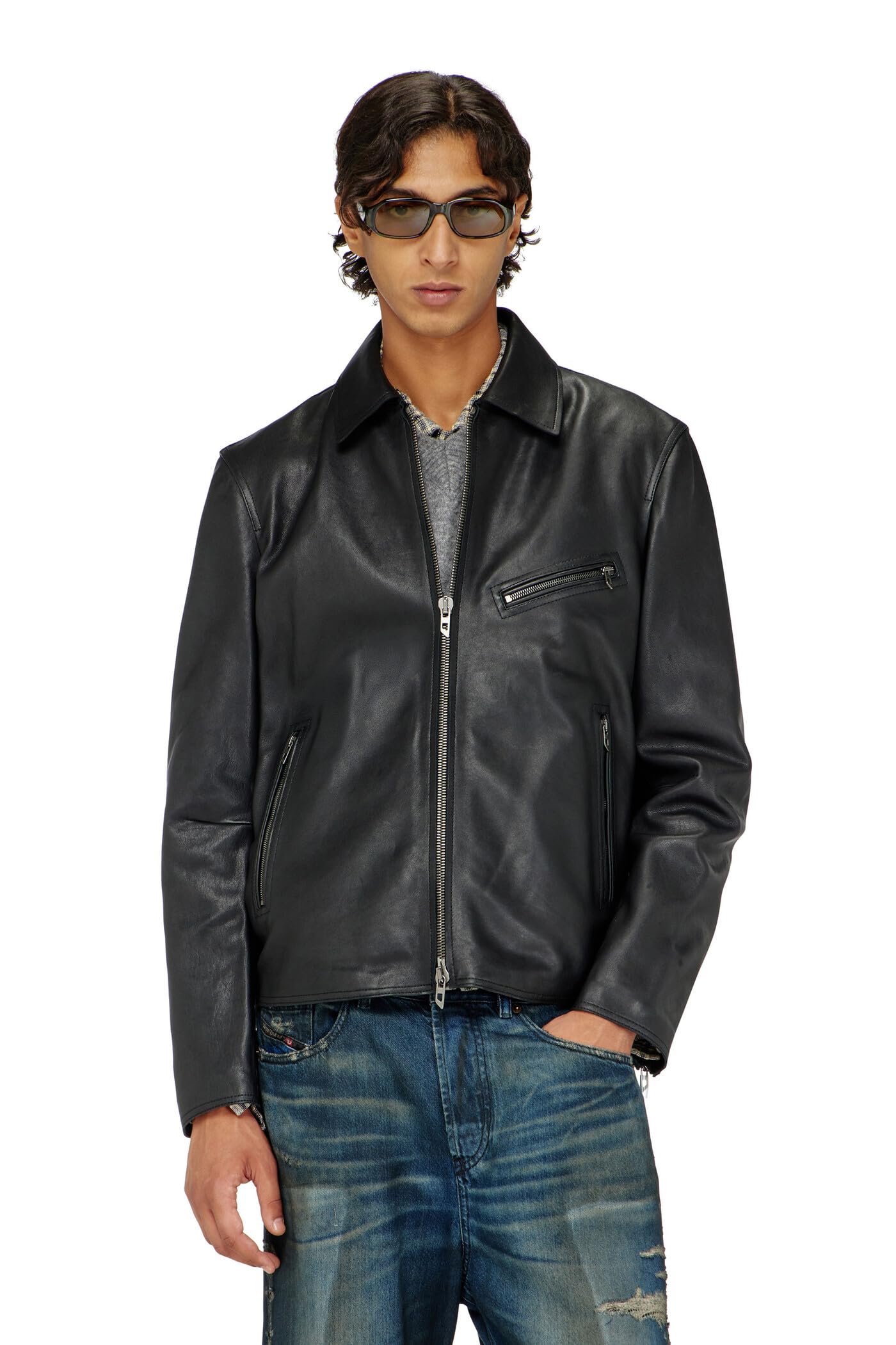 Amazon.co.jp: [Diesel] [ディーゼル] メンズ レザージャケット L-KORN