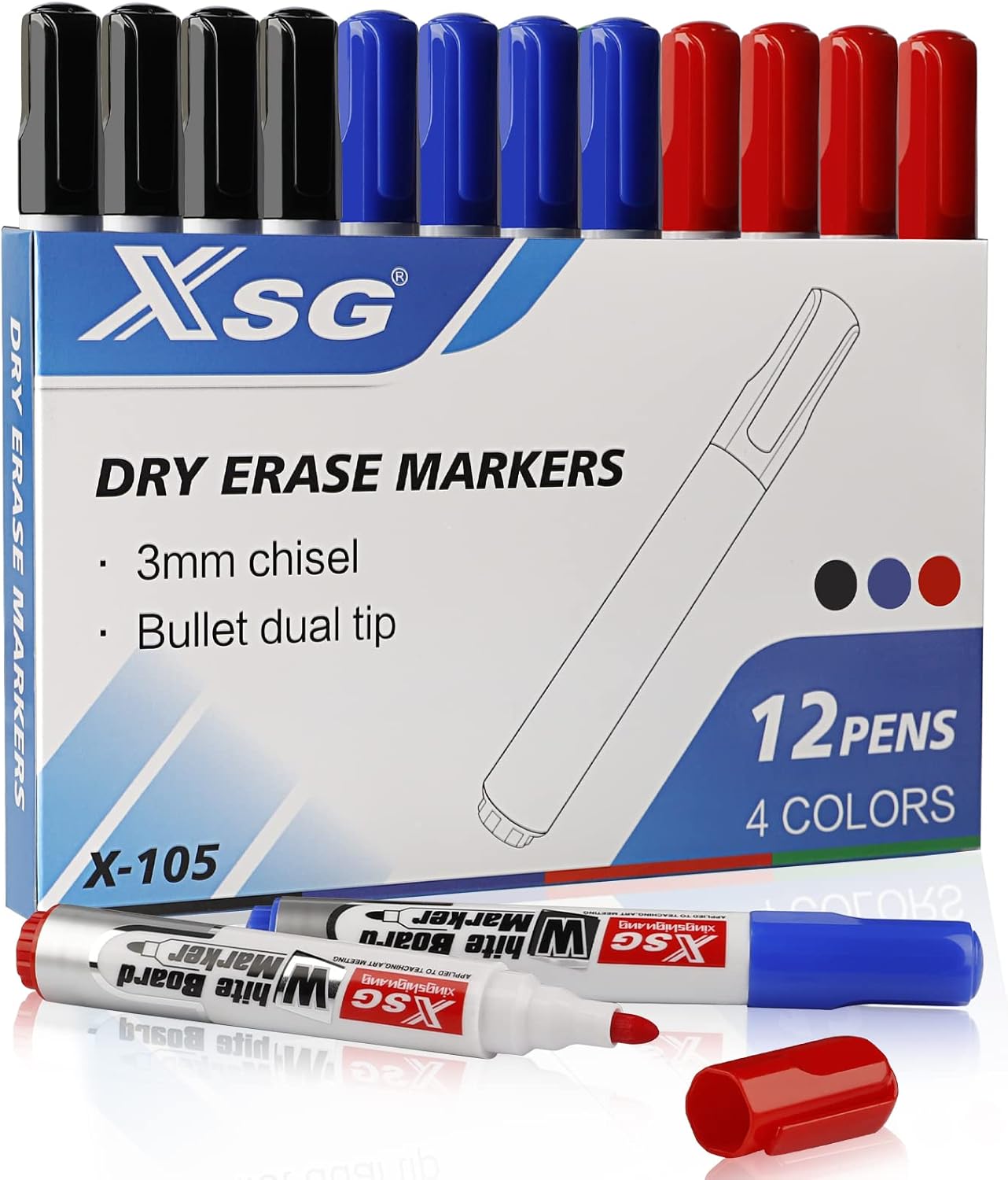 ABEIER Whiteboard Pens, White Board Markers, 3 Colours Dry Erase