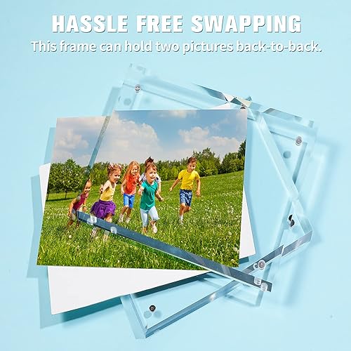 Miniatura 7 de Paquete de 5 marcos de fotos acrílicos de escritorio sin marco, marco de fotos de doble cara, marco acrílico transparente transparente marco