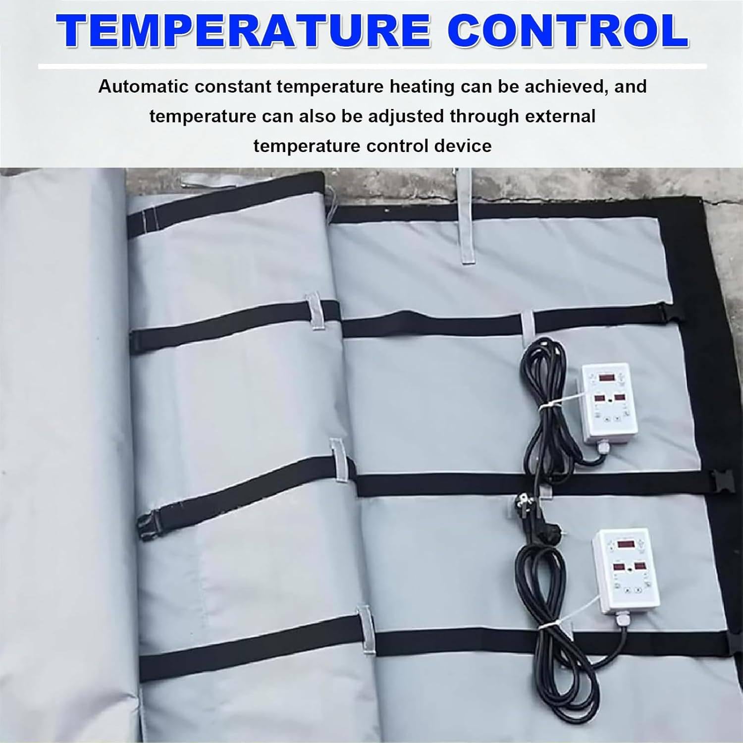 IBC-Container-Frostschutz, 55-Gallonen-/275-Gallonen-IBC-Fassheizung mit Temperaturregler (0–150 °C) und wasserdichter Heizdecke Black-55Gallon/200L
