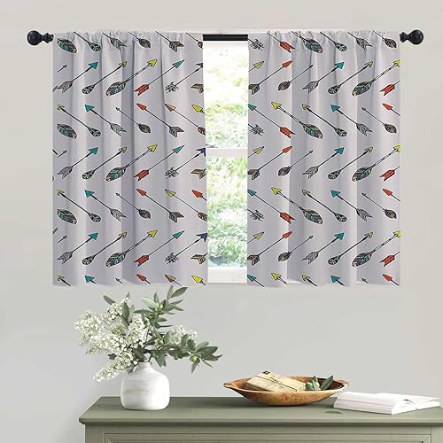 Miniatura 2 de WHYATT Arrow Decor Collection - Cortinas opacas para habitación con bolsillo para barra, cortinas para dormitorio, cortinas para armario, sin