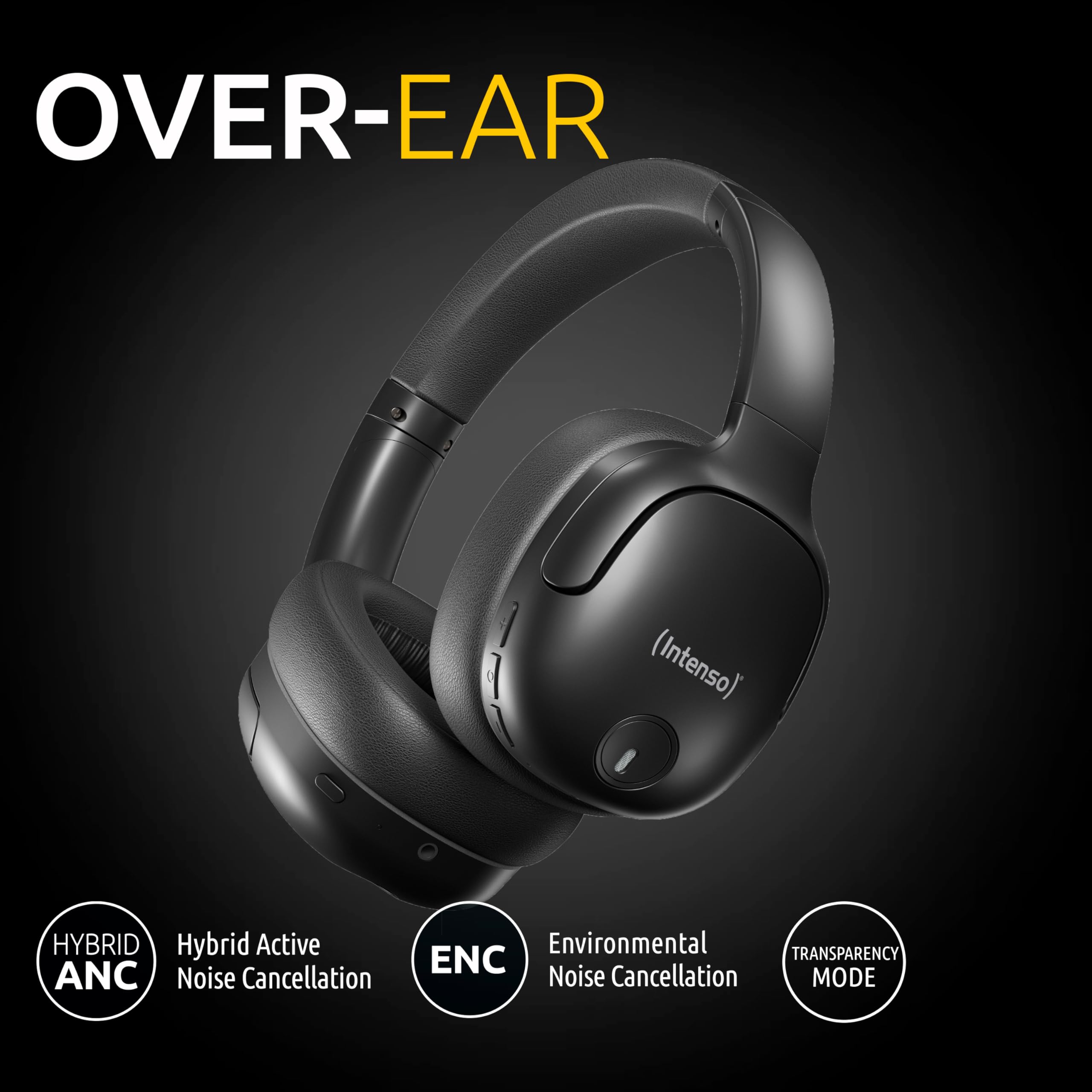 iZi Deals | (Intenso) O400HA Bluetooth over-ear koptelefoon met actieve ruisonderdrukking (ANC) - zwart iZi Deals | (Intenso) O400HA Bluetooth over-ear koptelefoon met actieve ruisonderdrukking (ANC) - zwart