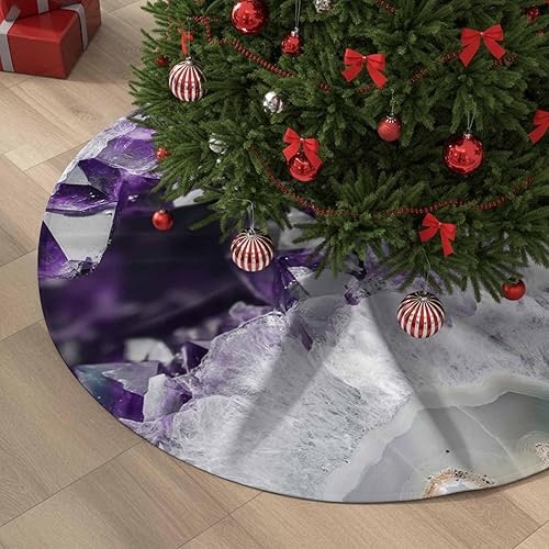 Miniatura 9 de Falda de árbol de Navidad de 48 pulgadas, falda de árbol de ágata morada, decoraciones de Navidad para interiores y exteriores, arte abstracto
