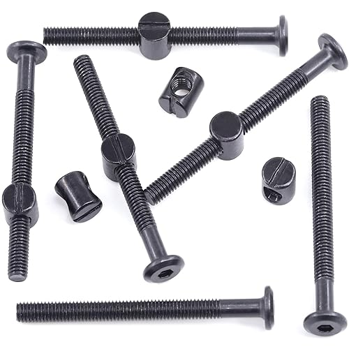 Miniatura 7 de Pernos hexagonales chapados en zinc negro, M6 x 2.756 in, 24 unidades, pernos de cuna y tuercas de barril de repuesto para cunas, camas, sillas,