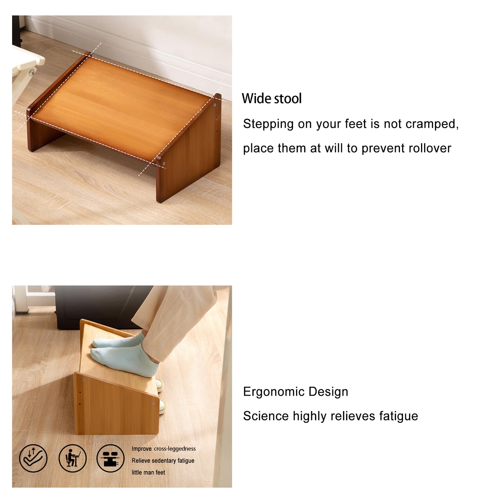Sgabello Poggiapiedi in bamboo,Regolazione dell'altezza a 3 velocità,Poggiapiedi sotto scrivania ,Poggiapiedi per Ufficio scrivania,Poggiapiedi Ergonomico Da Scrivania,Per La Casa,l'Ufficio