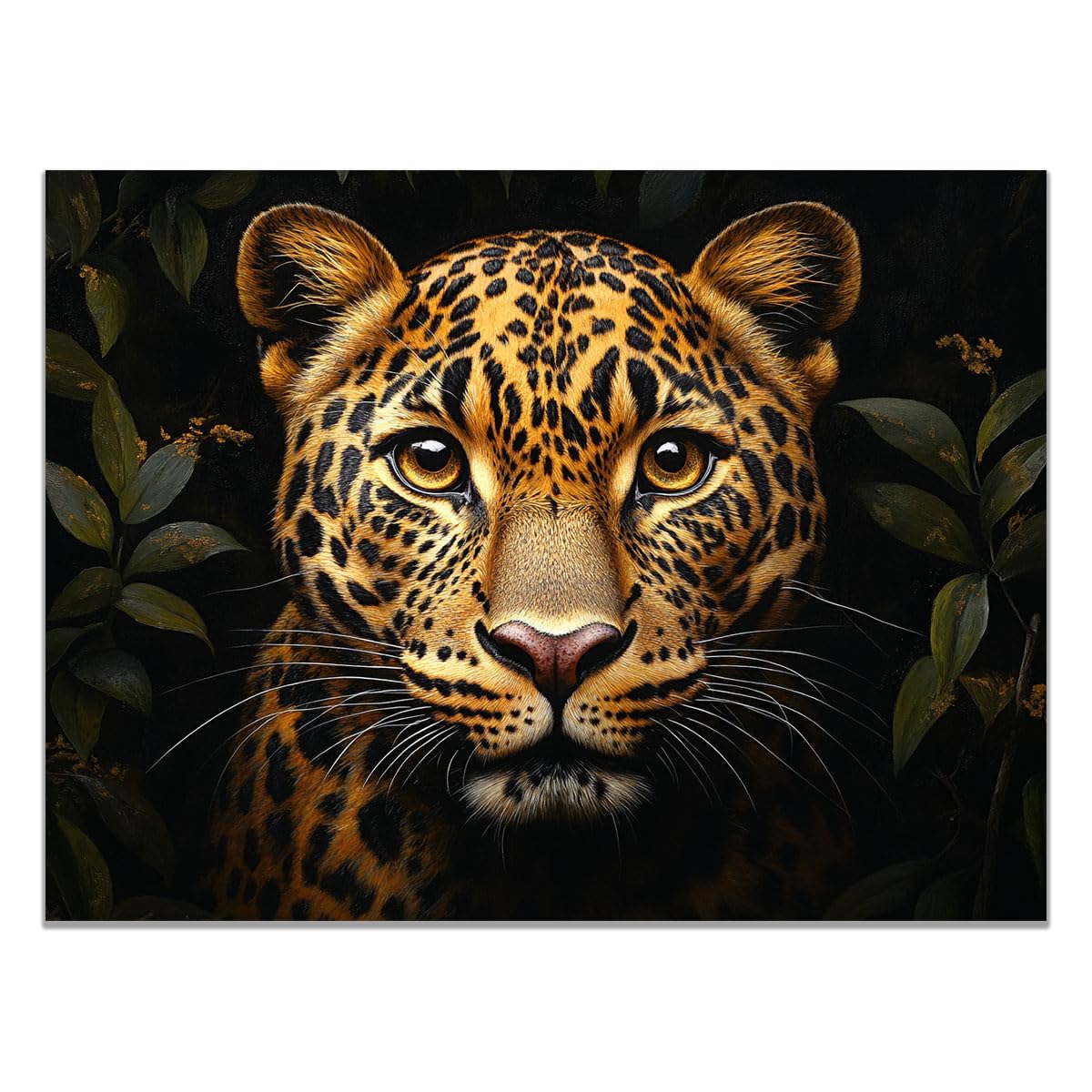 TZKRWRH Leopard Canvas Print Animals Preppy Poster Golden Leopard Face Cheetah Modern Maximalist Boho Wall Art Panther Painting Vintage Canvas Office(Gold 47)-50x75cm Unframed
