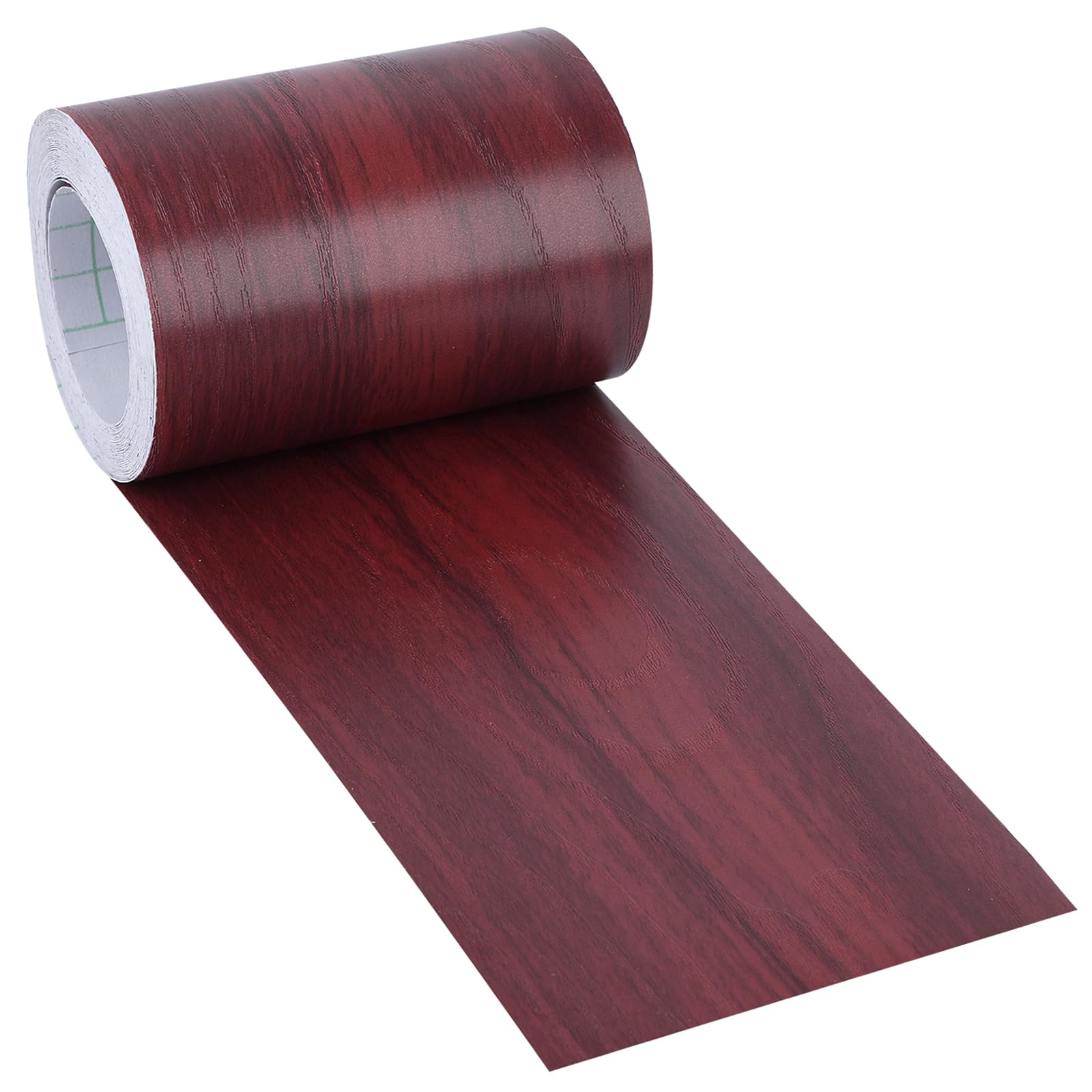 4" X33' Size Realistic Wood Grain Repair Tape, Self Adhesive Wood Grain Repair Patch for Tables, Chairs, Doors, Windows, Floors, Furniture Renovation, Handicraft DIY. & Plastic Scraper. Red Wood