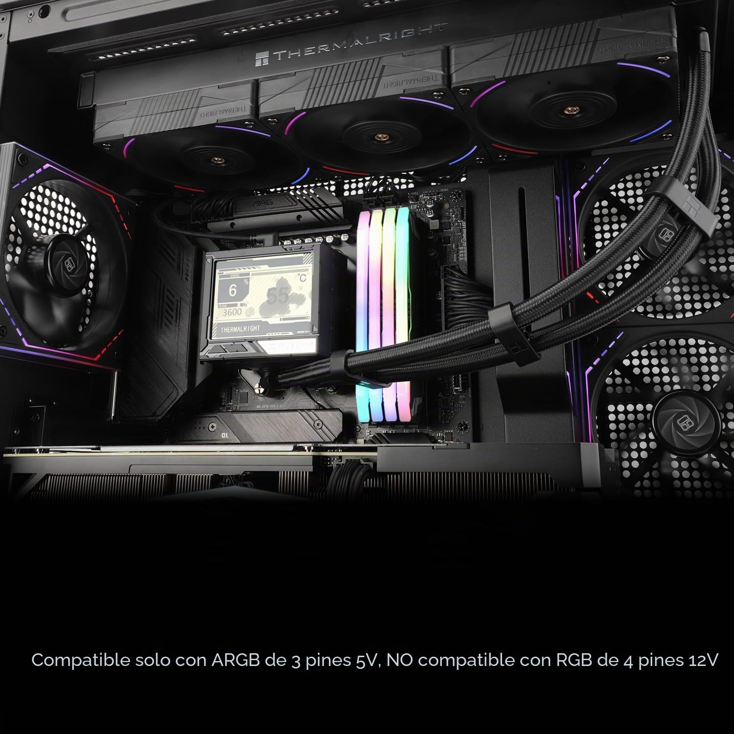 Thermalright Mjolnir Vision 360 - Ventilador CPU AIO con pantalla LCD IPS (320 x 240, AM5&LGA 1700/1851, refrigeración de agua 360)