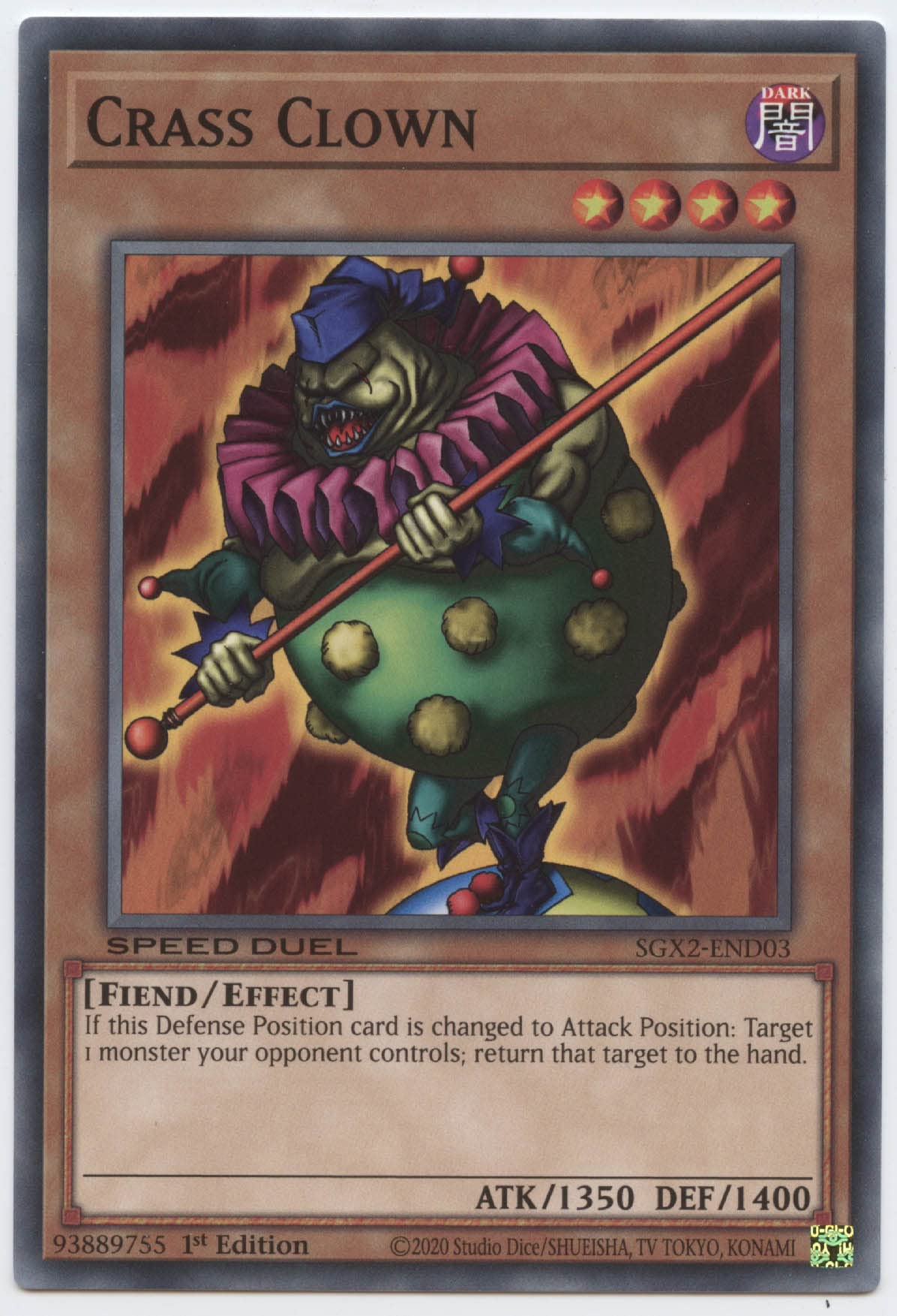 Amazon.com: Yu-Gi-Oh! Crass Clown - SGX2-END03 - Common