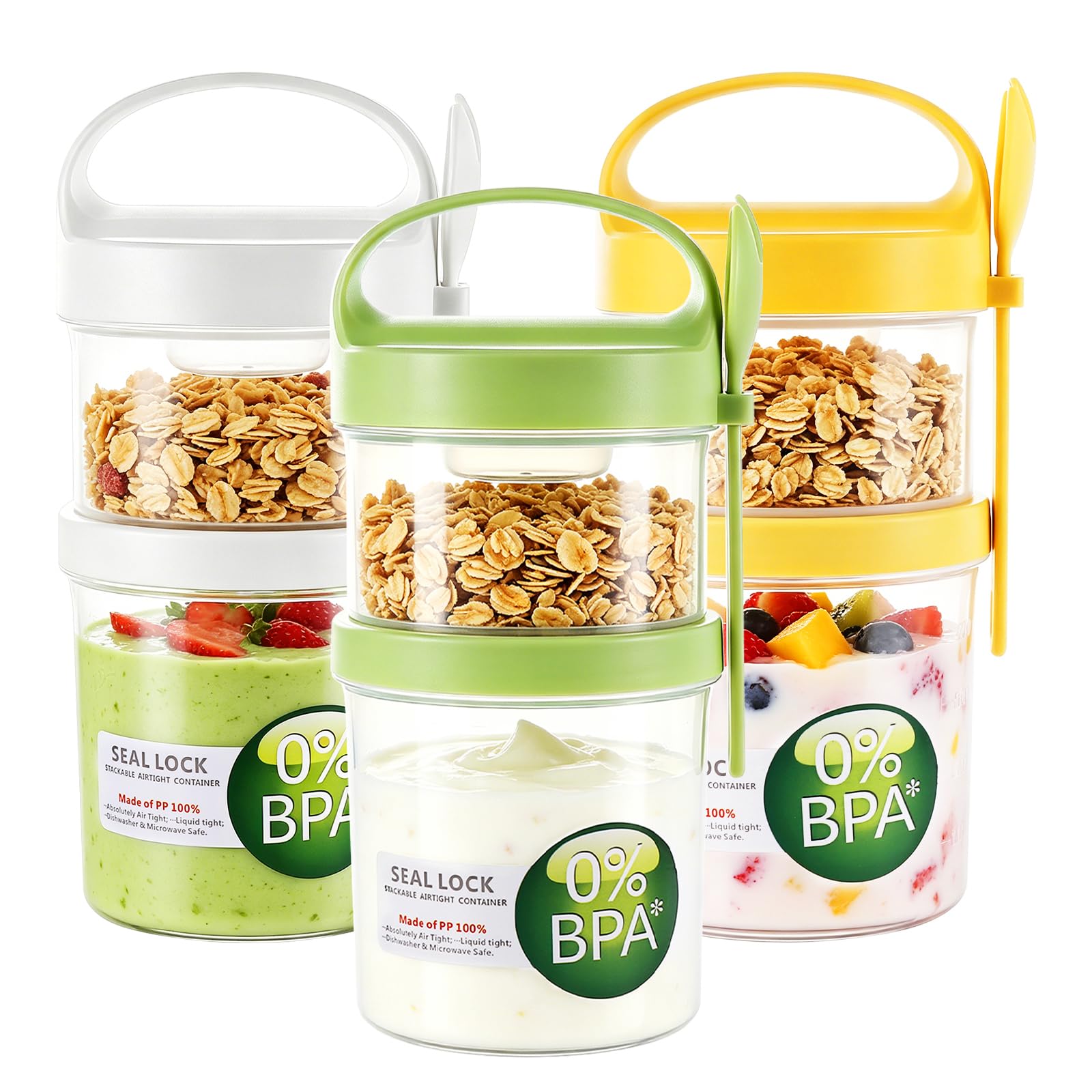MUXHEL 3PCS Overnight Oats Jar 360ml+560ml