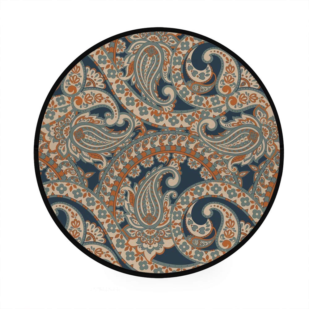 Tapis rond antidérapant en maille corail et coton stretch haut de gamme