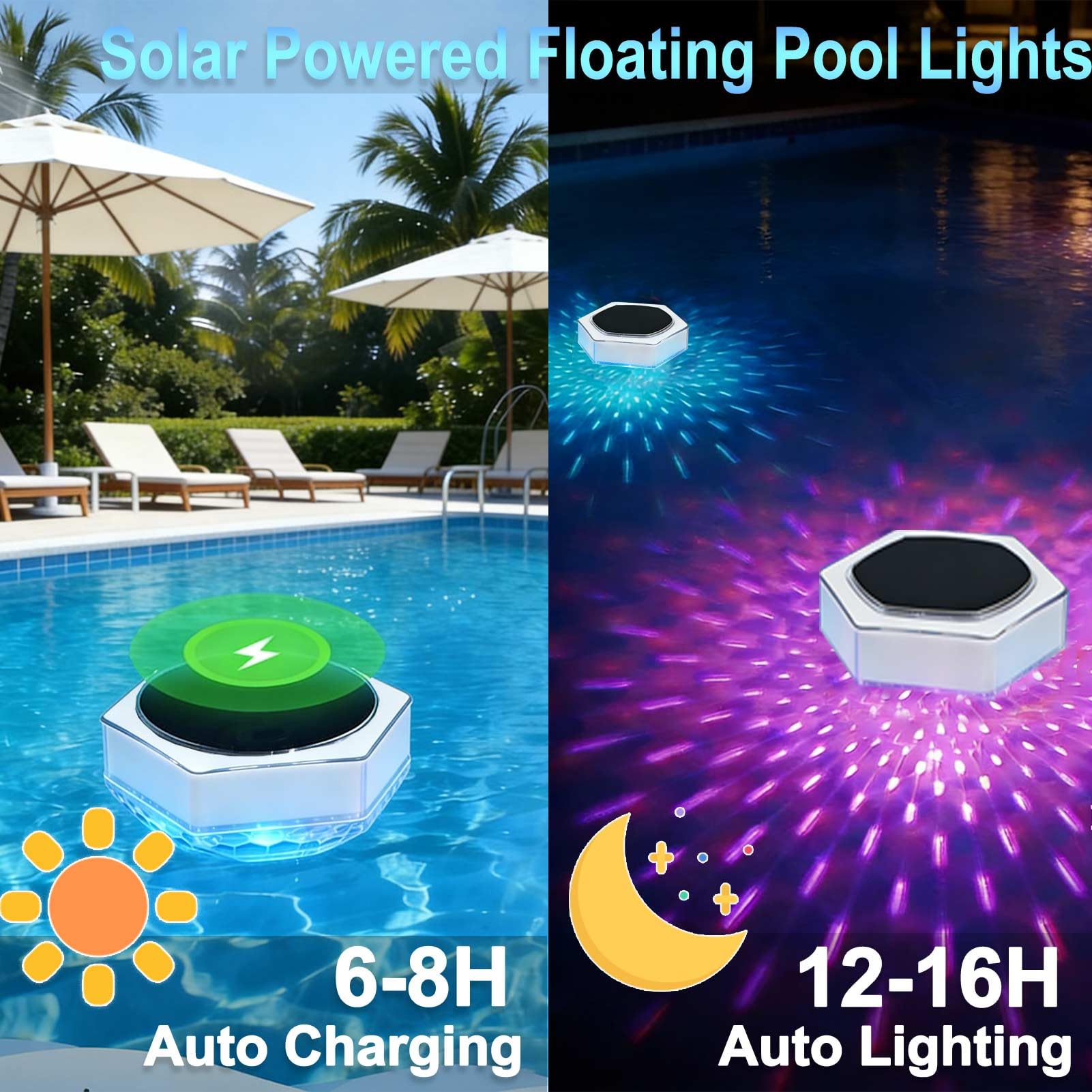 Cozymeow Lumiere Piscine Lampe avec Télécommande, Lampe Piscine LED Etanche Flottante Hors Sol 7 Couleurs 3 Modes IP68 Étanche, Boule Lumineuse Piscine Solaire pour Étang Spa Jardin Fête, 2 Pièces - 5