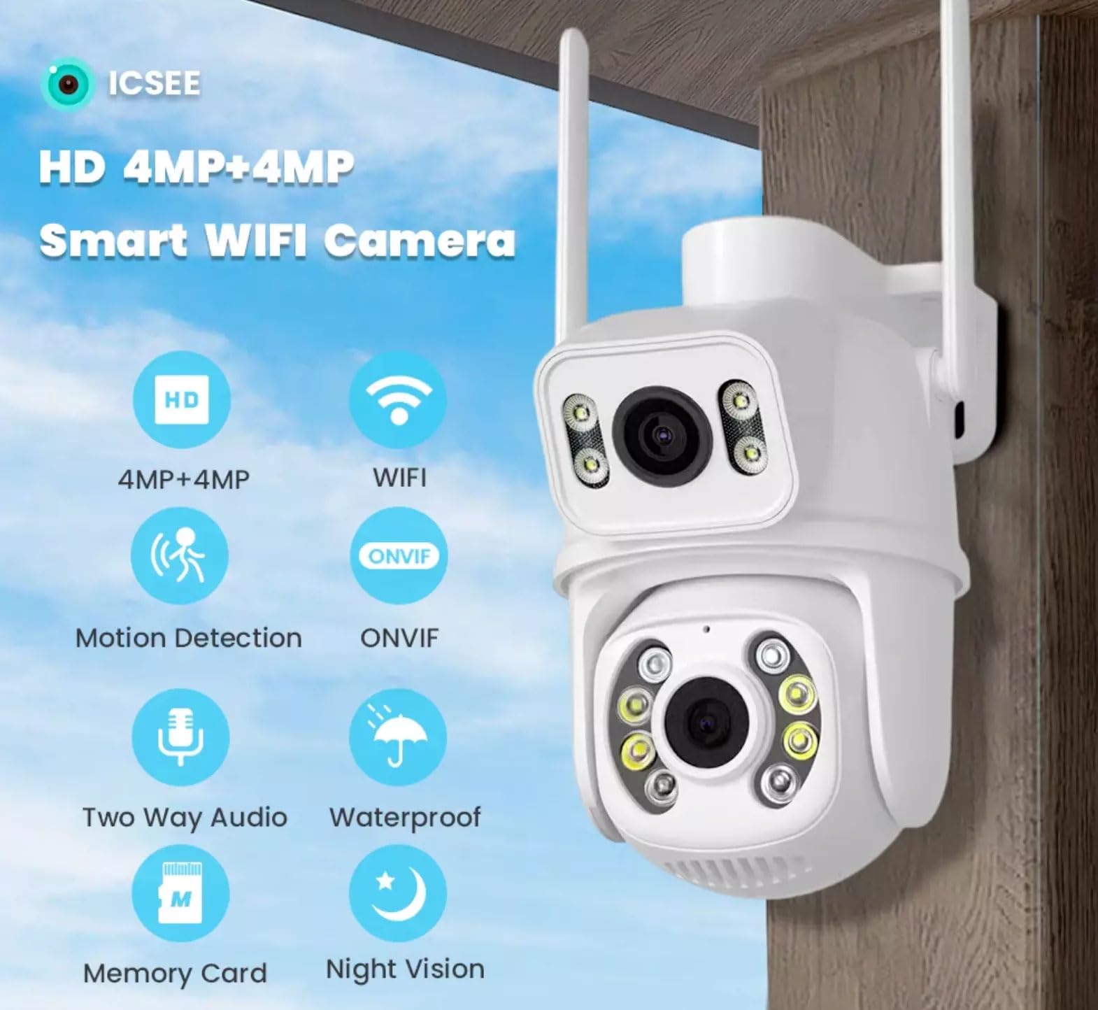 TELECAMERA IP CAM PTZ WIFI DOPPIA LENTE CAMERA DOME WIRELESS ESTERNO SPEED ZOOM CON APPLICAZIONE ICSEE PER AMBIENTI INTERNO ED ESTERNI