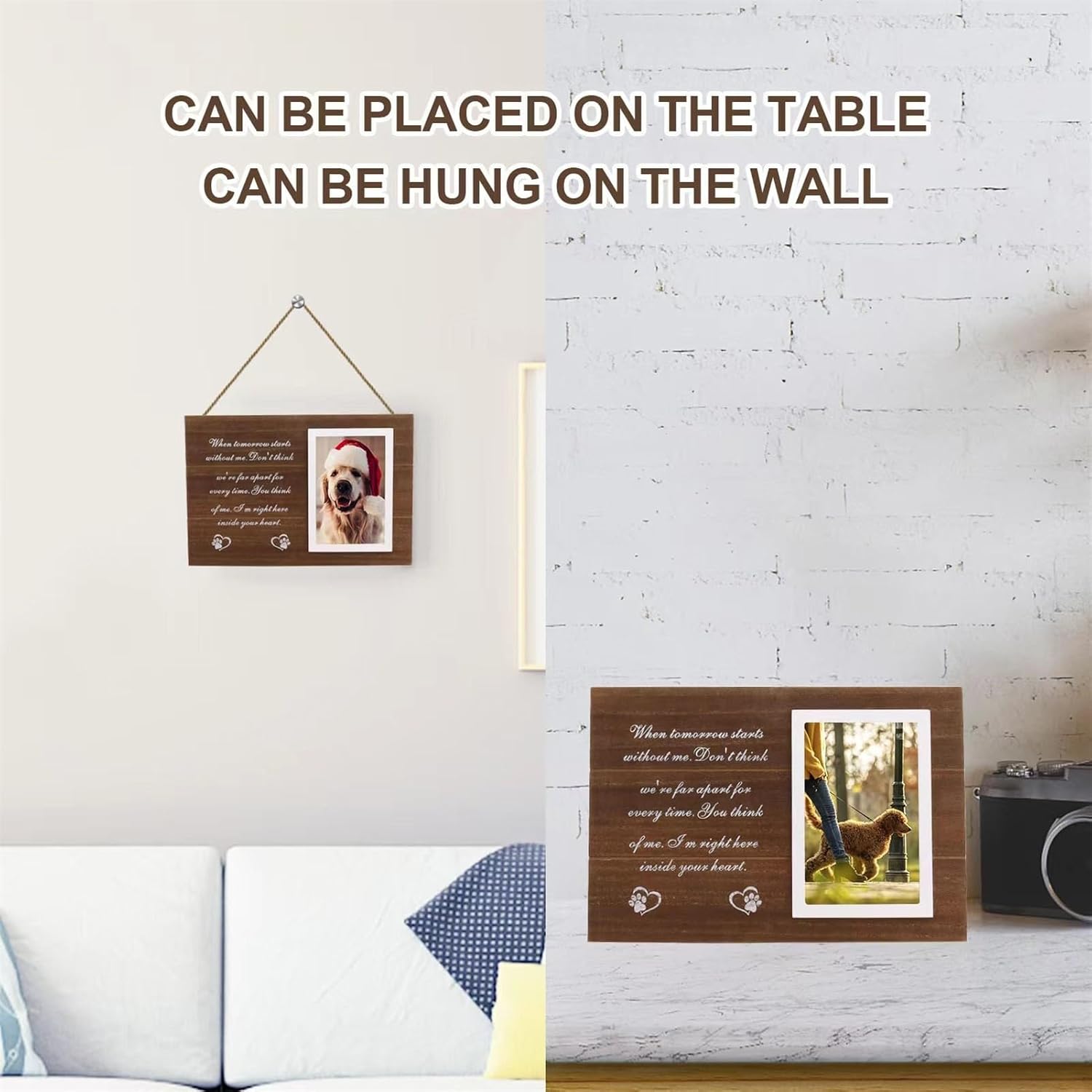 Sentimental Gifts for Dog Keepsake Picture Frame Pet Remembrance Memorial Photo Frame Sturdy Durable Desk Top Crafts, 2 Pieces