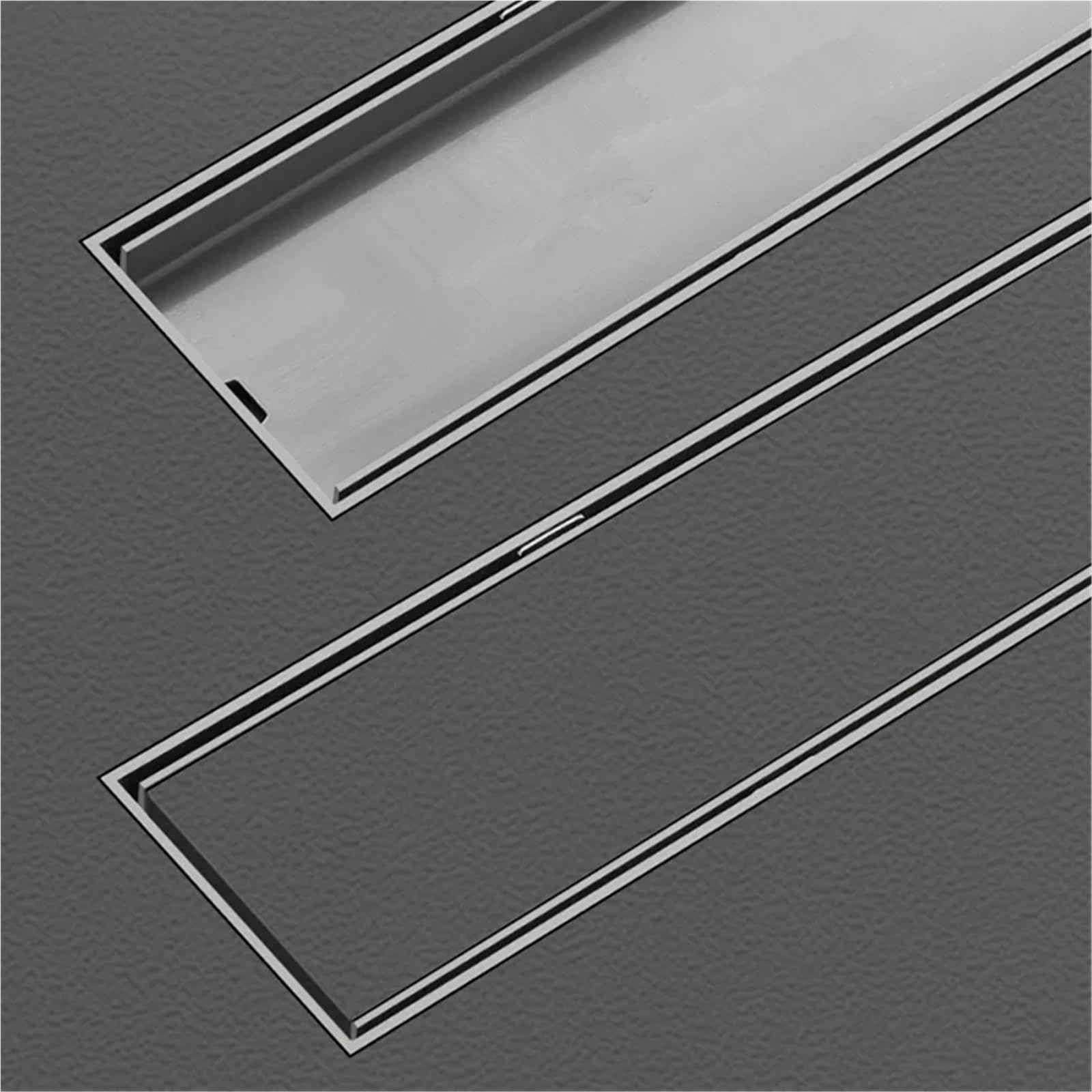 Rejilla Desague Ducha Desagüe de Suelo Invisible Rectangular Acero Inoxidable 304, desagüe Ducha baño antiolor, Cubierta Drenaje Largo Cepillado 20-50(DL9C6.8-40CM)