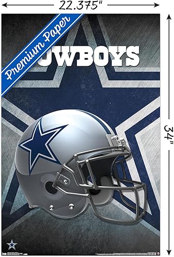 Miniatura 56 de Trends International NFL Dallas Cowboys - Póster de pared con casco 16, 22.375 x 34 pulgadas, versión enmarcada plateada Versión con marco plateado