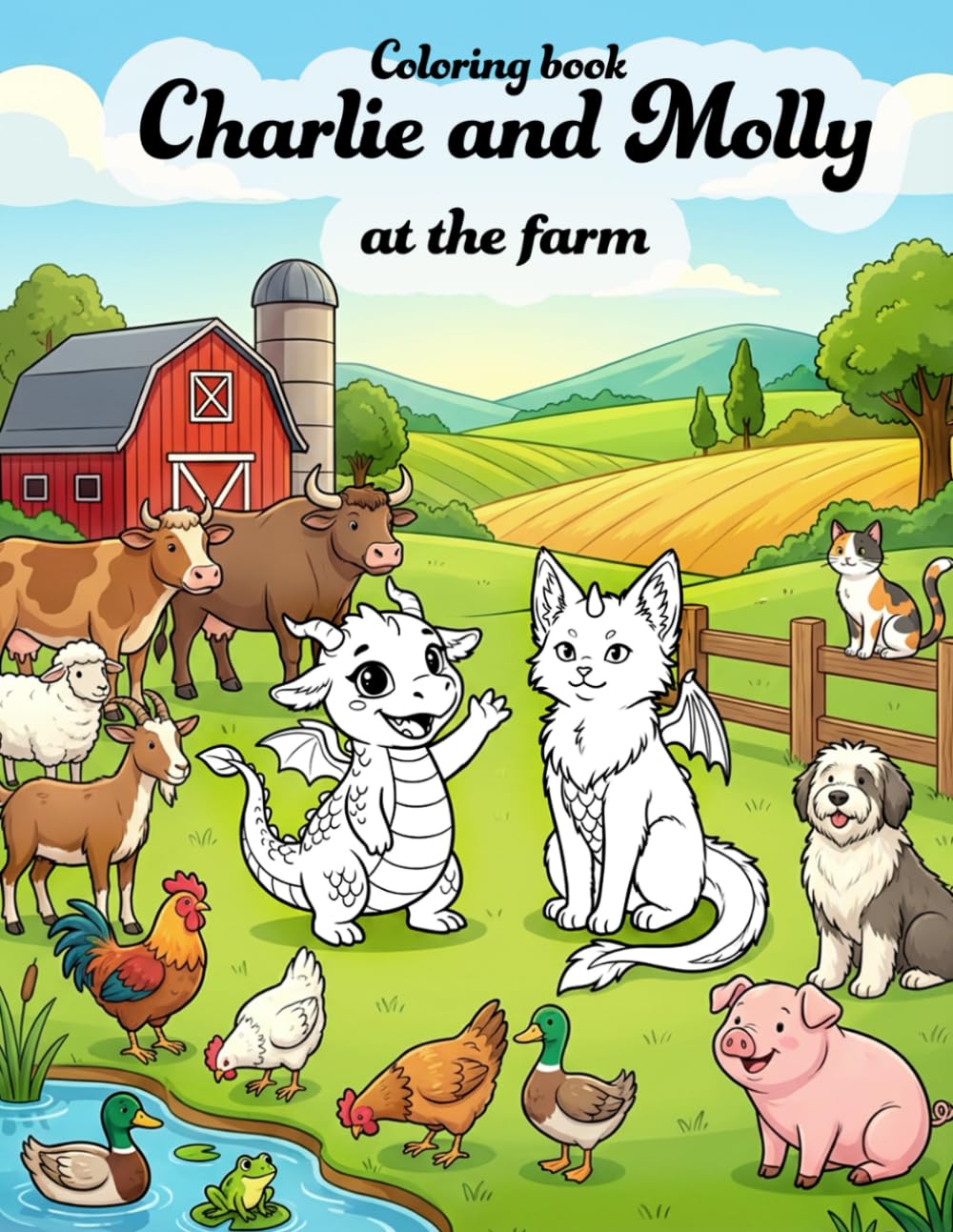 Charlie and Molly at the farm: Cute and cozy baby dragons coloring book
