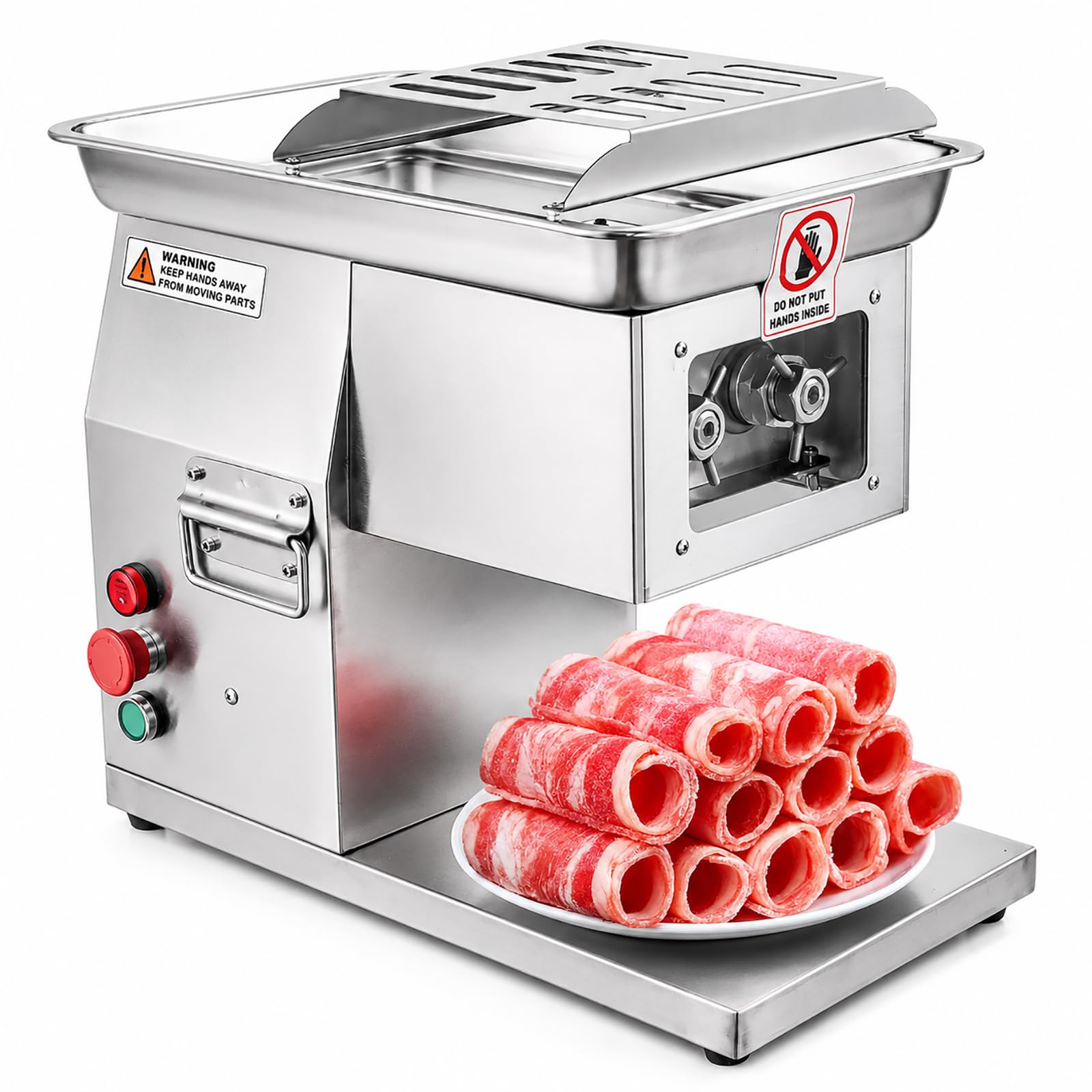Eiwitany 800W Tabletop Stainless Steel Commercial Meat Slicer, Cutting Equipment for Beef, Pork and Kitchen Food Processing