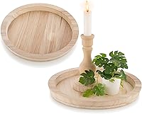 Vista 19 de Hanobe Bandeja Decorativa de Madera Redonda: Bandeja de Madera Rústica para Mesa de Café, Centro de Mesa de Granja, Espejo Portavelas, Placa de Bar