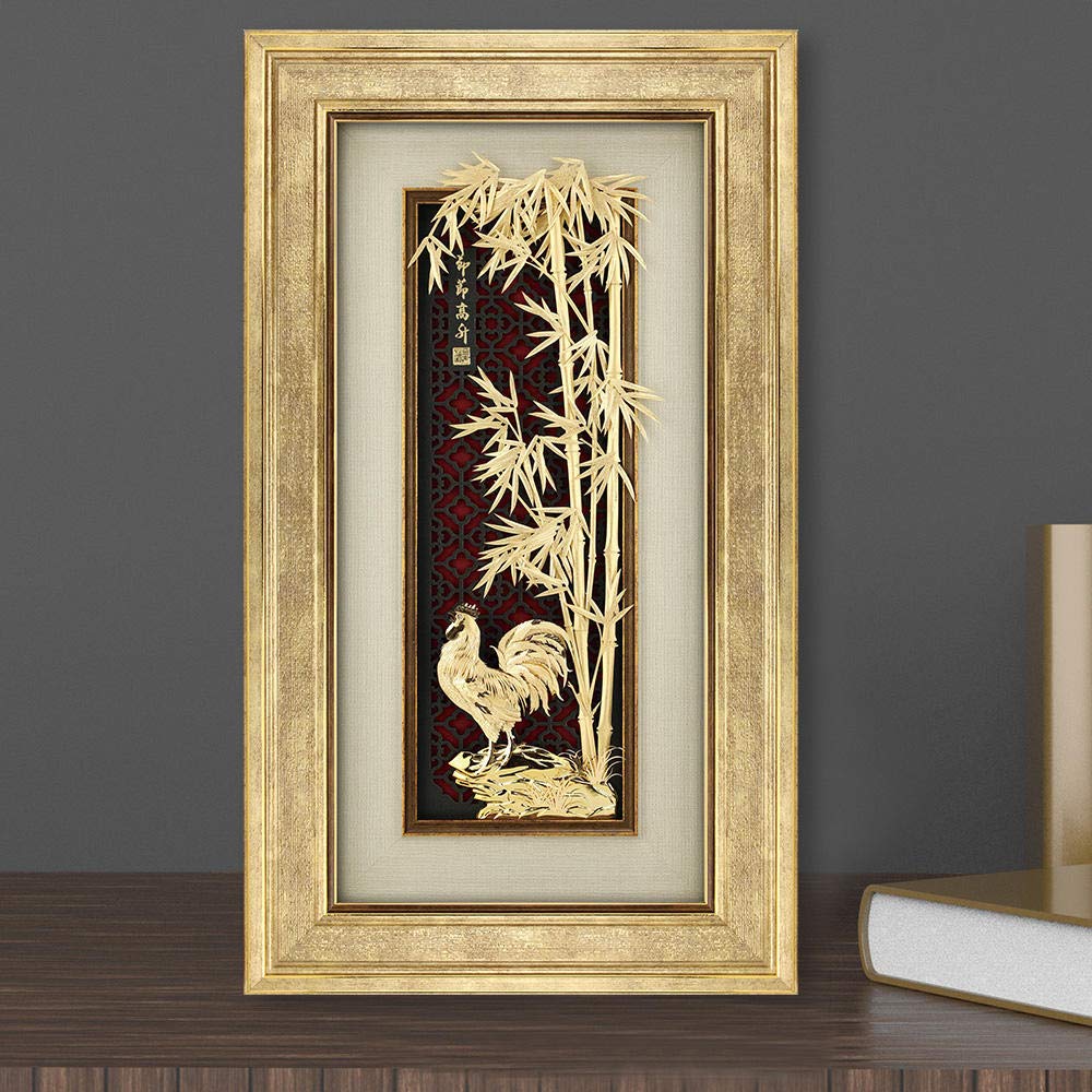 Amazon.co.jp: 頭の彫刻像 3D竹絵画24K金箔壁の写真壁アートの写真家の