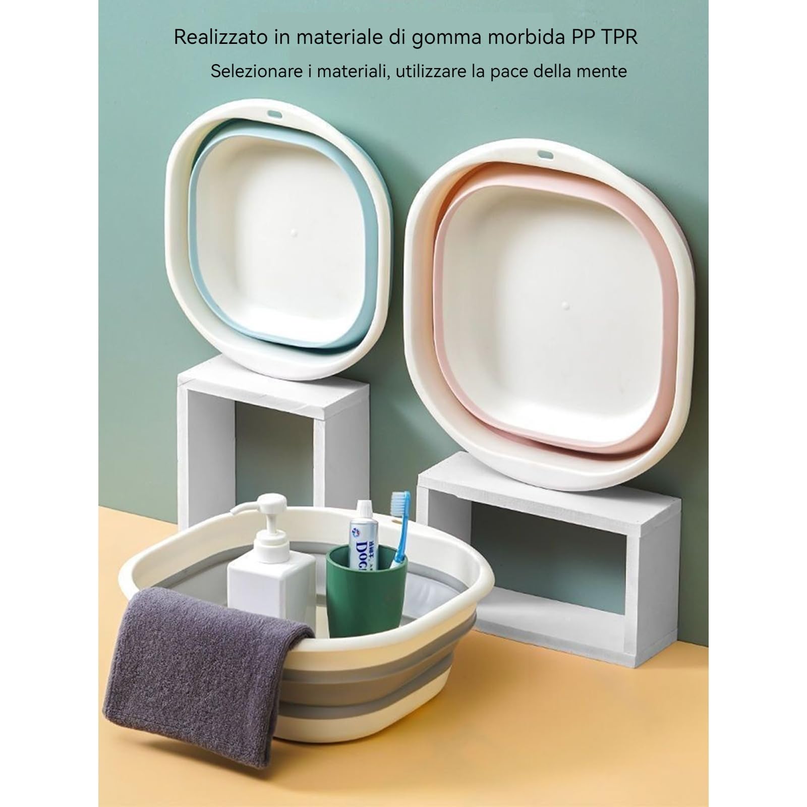 Bacinella pieghevole portatile | Bacino multiuso da viaggio | Ciotola compatta da campeggio | Bacino pieghevole blu (36,5 cm) – ideale per attività all'aperto