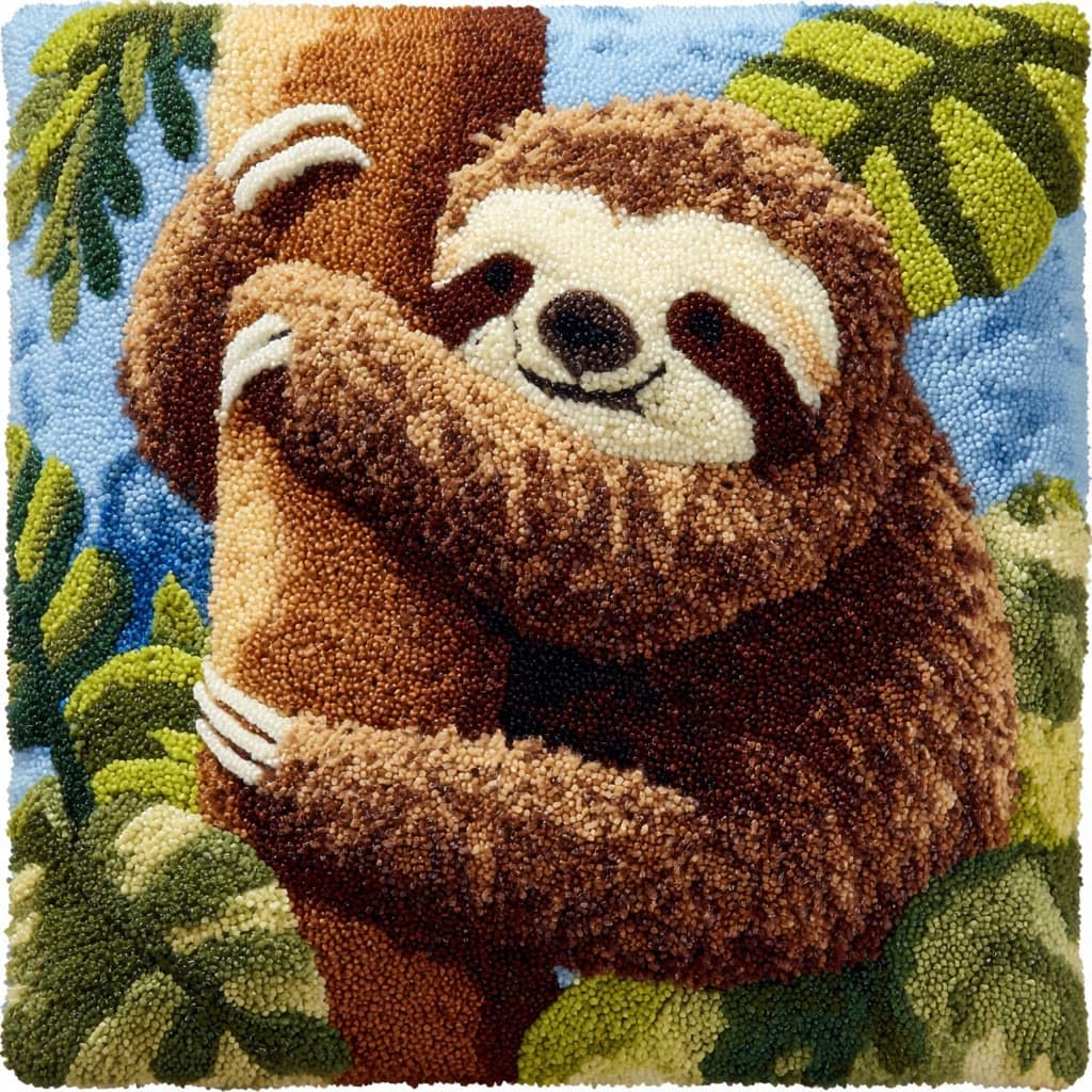 Henypt Latch Hook Pillow Case Kits, Sloth