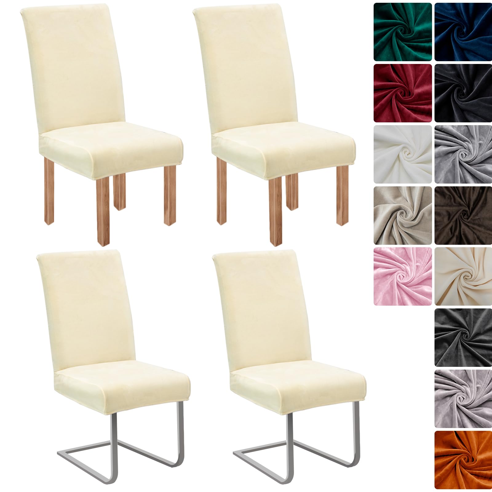 jabeick Stretch Samt Stuhlhussen Velvet/Velour Stuhlbezug Schwingstuhl Elastische Hussen Waschbarer Stühle Schutz für Küche