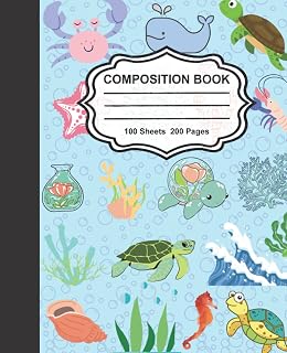 Colorful Abstract Sea Turtles Composition Notebook: 7.5" X 9.25" 200 Pages 100 Sheets Wide Ruled