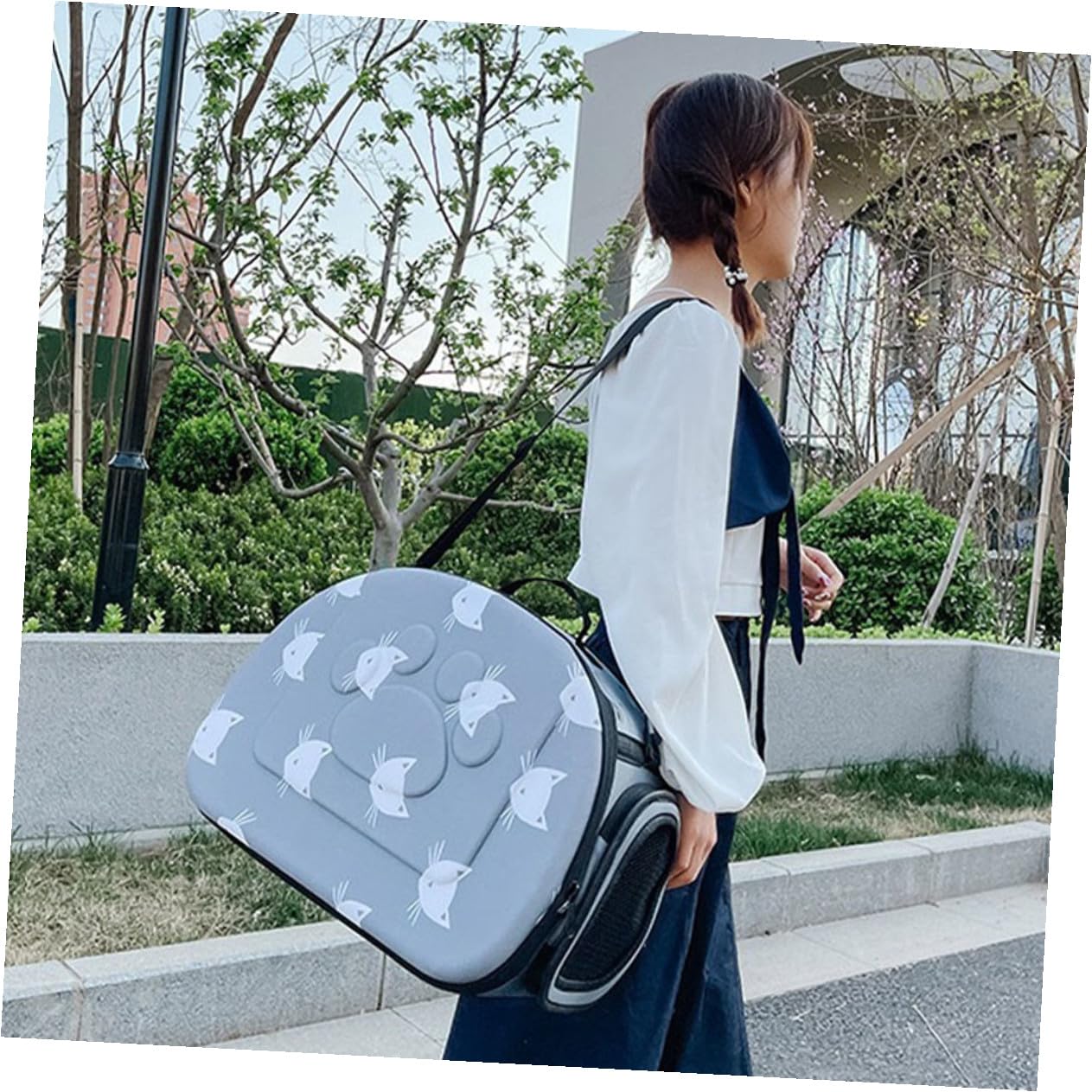 Tragerucksack mit Ergonomischem Design aus Eva Atmungsaktiver Haustier und Diagonalen Tasche für Outdoor und Katzentransport