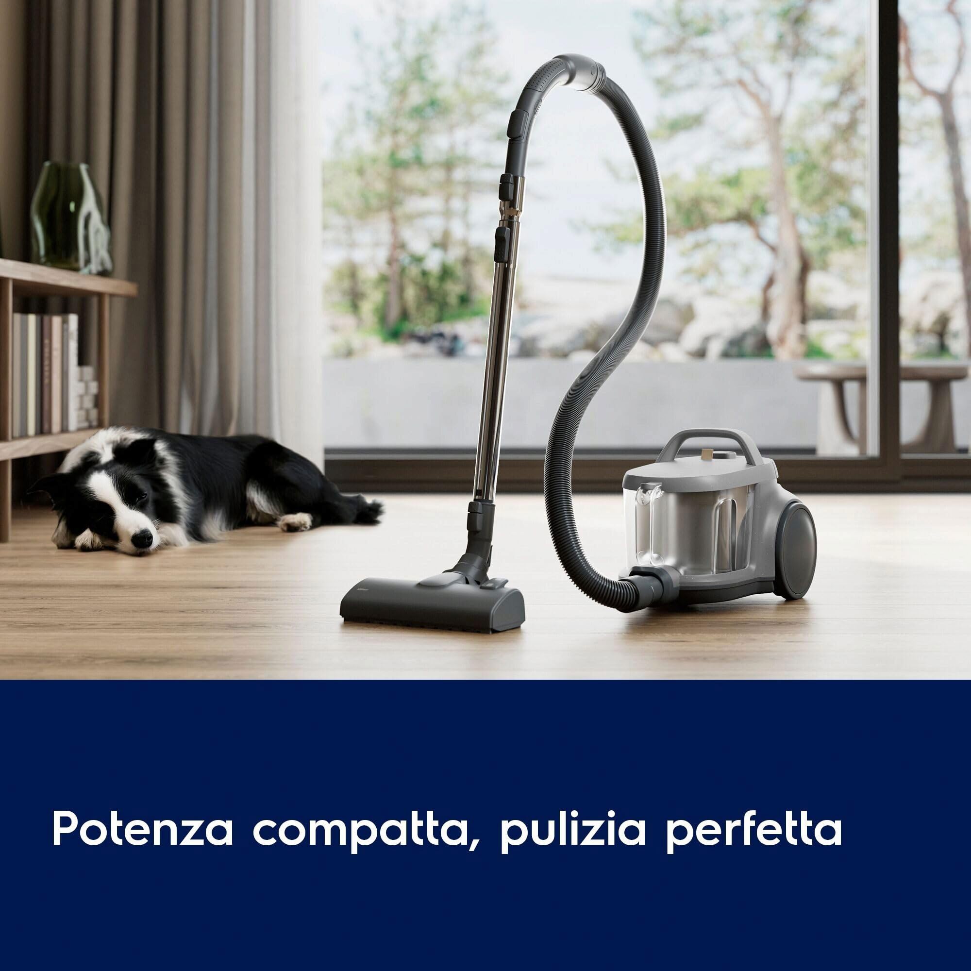 Electrolux Animal 500 Aspirapolvere a Traino Senza Sacco, EL51A2UG, Spazzola Turbo per Peli di Animali, Tecnologia ciclonica, Capacitá 2 Litri, Filtro HEPA, 78 dB(A), Grigio