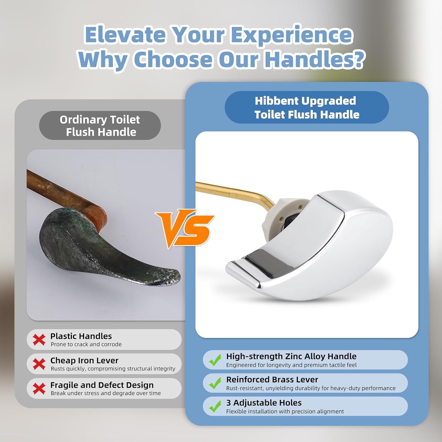 Hibbent 2 Pack Large 3-Inch Toilet Flapper with Toilet Handle Replacement Compatible with TOTO THU068#CP Trip Lvr