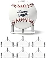 HappySeason 6-Pack Acrylic Baseball Display Holders - Clear Floating Stands for Autographed Baseballs, Softballs, Tennis & Pool Balls, Stainless Steel Rods