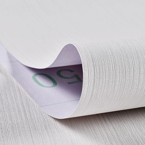 Miniatura 5 de Haimin Papel tapiz texturizado de tela de 24 x 393 pulgadas, papel de contacto de tela, papel de pared blanco, papel de pared de lino autoadhesivo