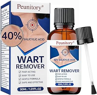 Peunitory 40% Salicylic Acid Wart Remover Liquid, Fast-Acting Maximum Strength Plantar Wart Remover with Natural Herbal Extract for Common Warts & Corns on Hands, Feet, Neck & Body, 1.01 fl oz
