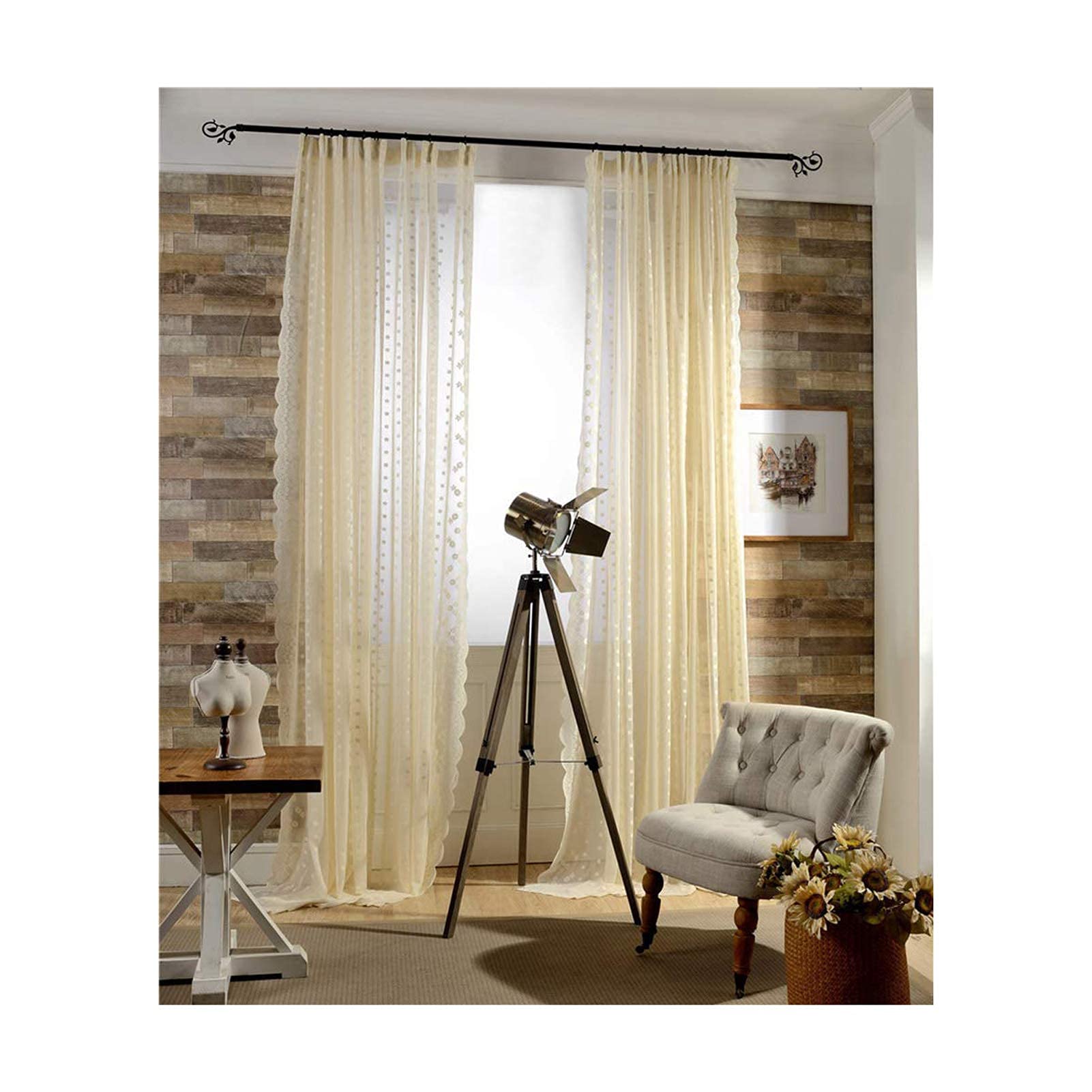 Rideau transparent tamisant à ruban de curling pour chambre lumineuse
