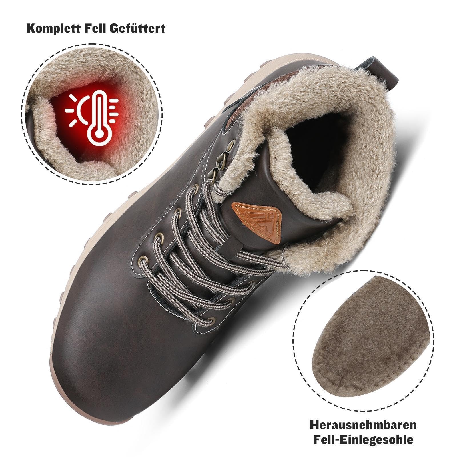 Mishansha Scarpe Uomo Donna Invernali Impermeabili Antiscivolo Stivaletti Invernali con Pelo, Gr.36-48