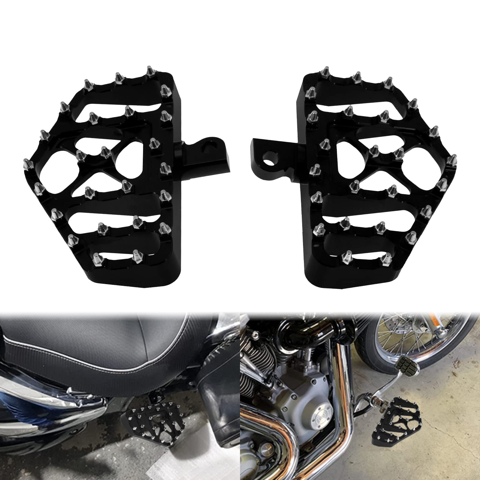HCmotorku Ensemble De Planchers Conducteur Passager, Repose-pieds Avant Et Arrière, CNC Pour Harley Touring Road Glide Street Glide Electra Glide Softail Dyna (Noir