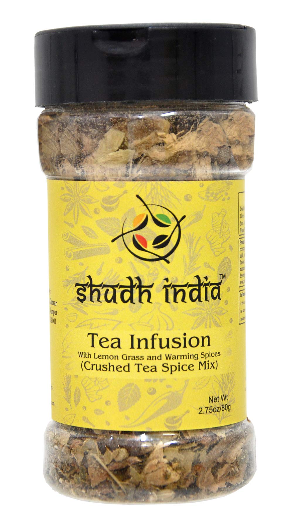 Shudh India Tea (Chai) Masala Indian Spice Blend | Crushed Tea Spice Mix | Tea Infusion with Lemon Grass and Warming Spices | Instant Seasoning for Chai Lattes & Spiced Coffee, Caffeine Free |