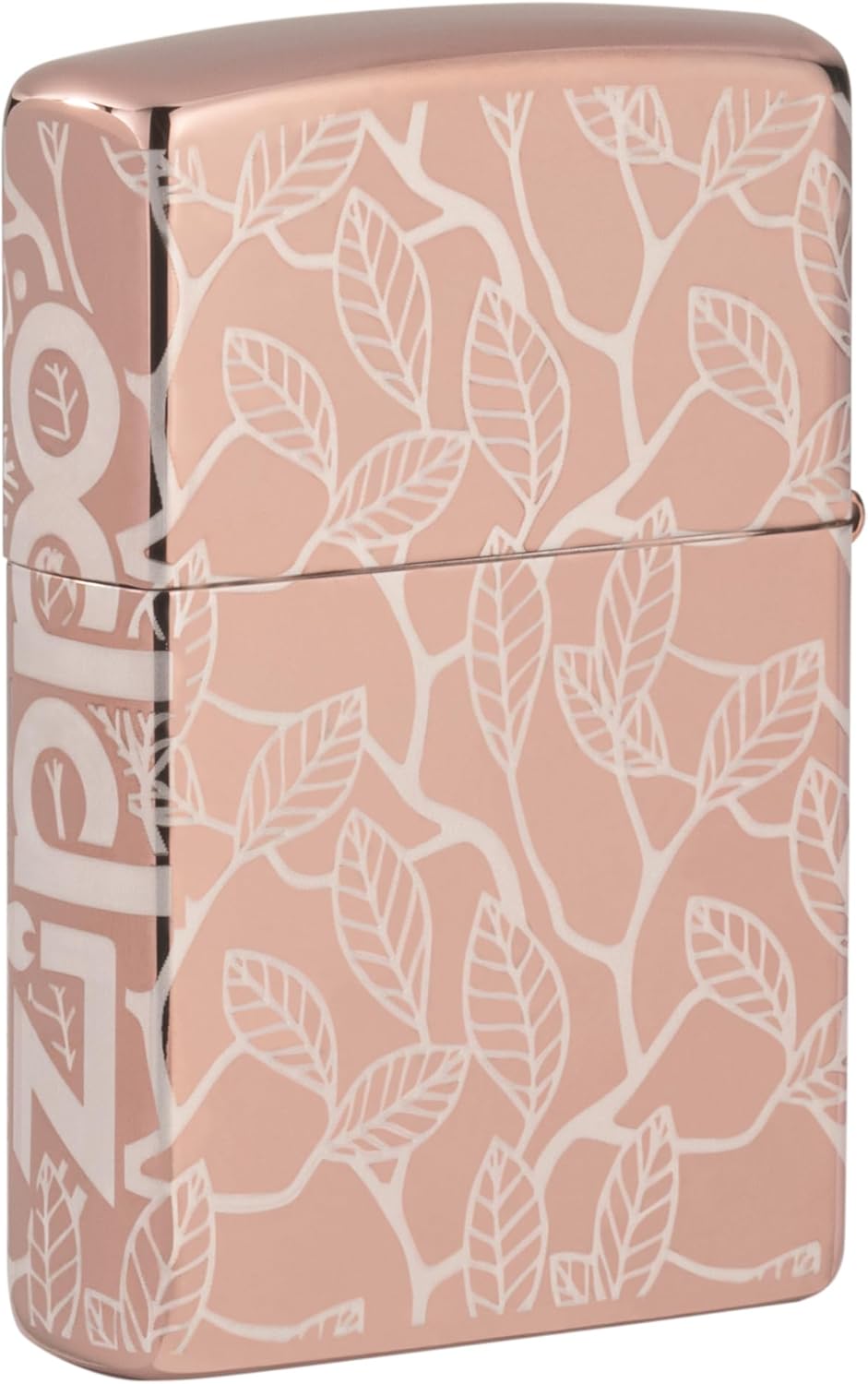 Zippo Windproof Lighter, Vine and Leaves, High Polish Rose Gold, Laser 360°, Refillable, Reusable, Windproof Design, Gift Box, Made in USA