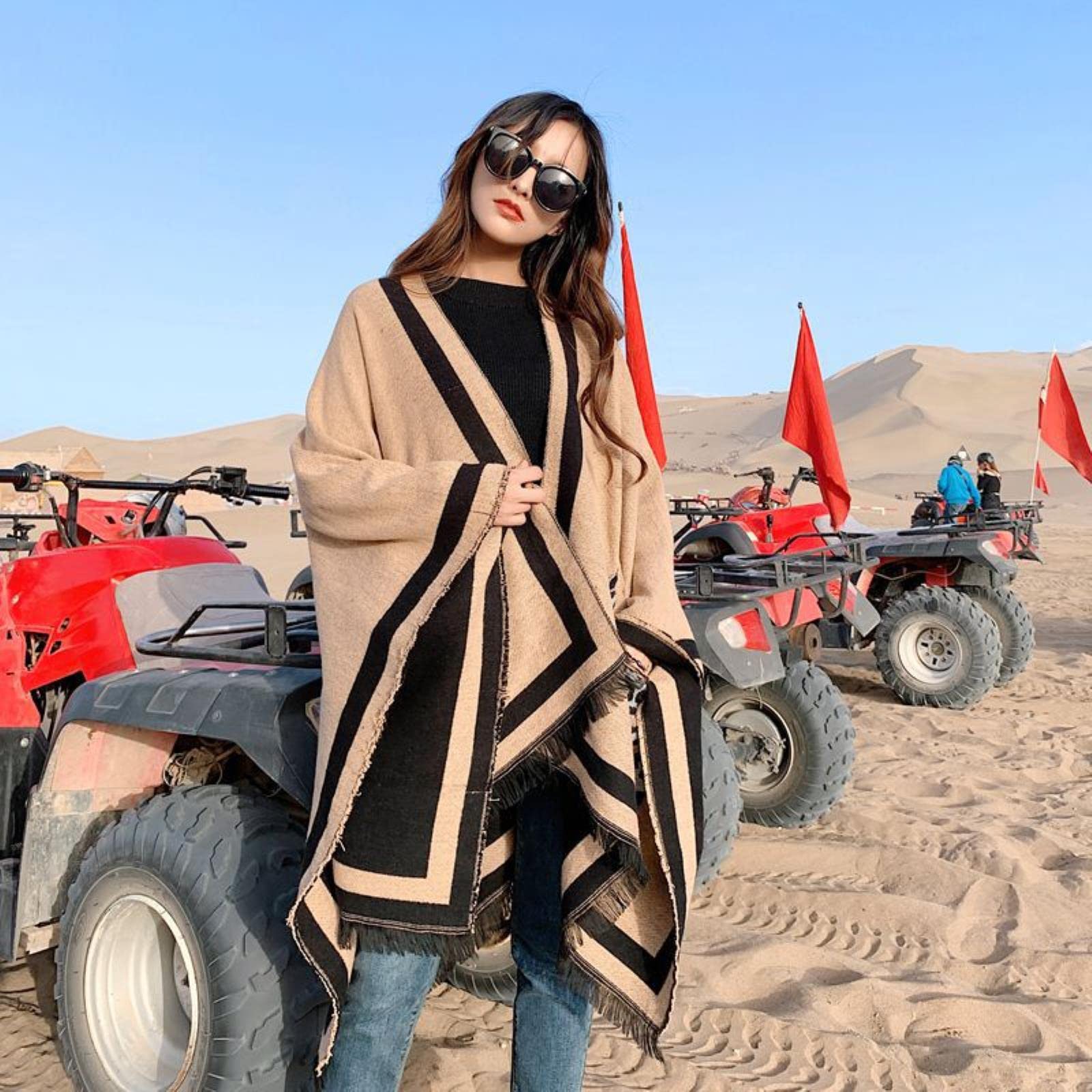 WALLBIG Bufanda de Cachemira con Estampado de Leopardo para Mujer a la Moda con Bolsillo Poncho de Invierno Chal Manta de Viaje Bufandas Pashmina