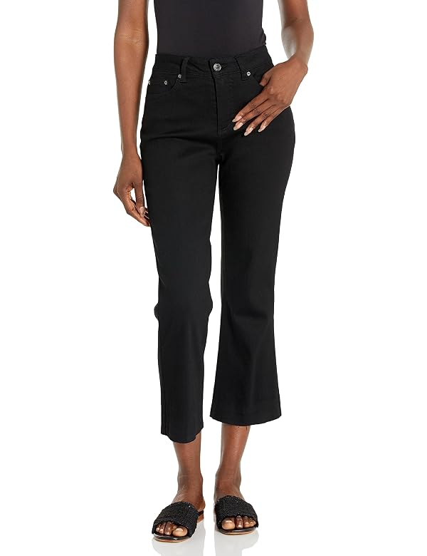SLIM-SATION Women's Five Pocket 25 Inch Crop Jean, Black Denim by SLIM-SATION - Used condition - US$29.33