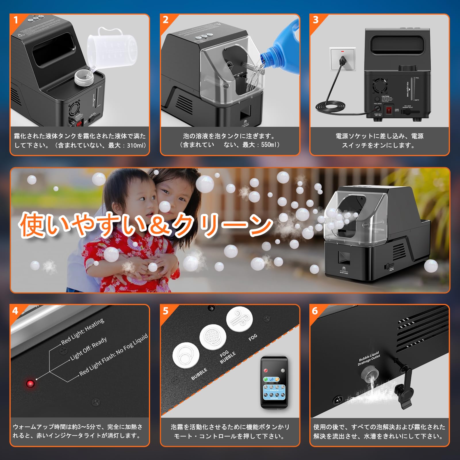 blessny フォグバブルマシーン　バブルリキッド付 Amazon | フォグバブルマシン、1バブルフォグマシンに3、ワイヤレス
