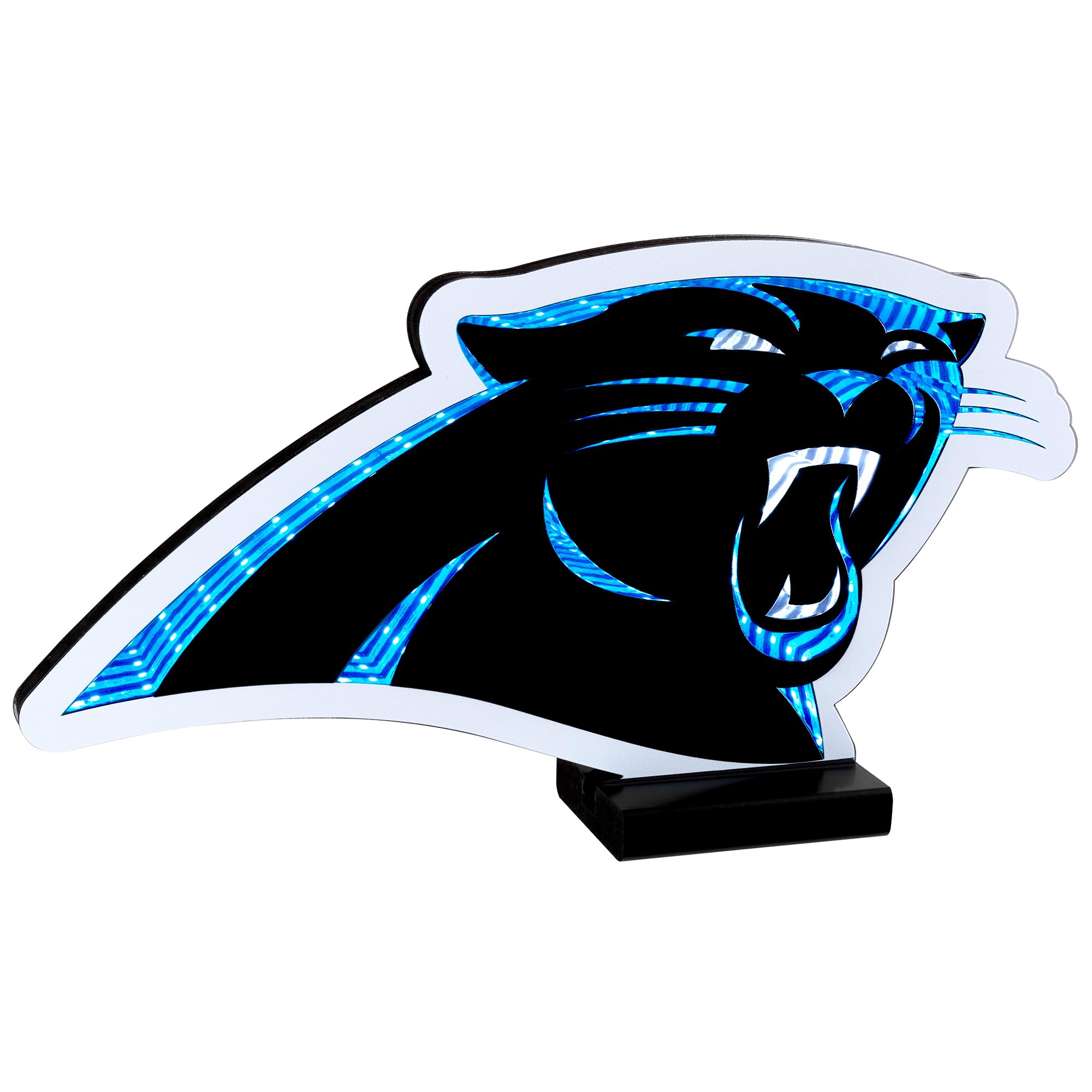 Sporticulture NFL Team Carolina Panthers LED Infinity Logo Light - 3D Light Effect, Acrylic Display with UL Plug and Stand